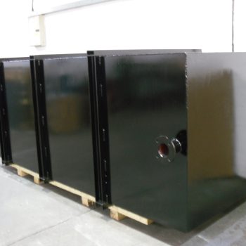 Settlement tank fabrication painted black bitumastic